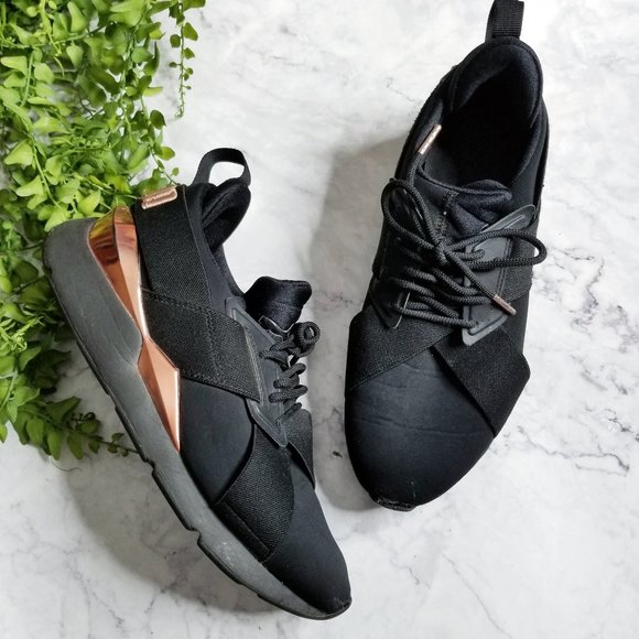 black and rose gold puma sneakers